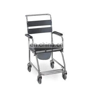 Medical Elder Shower Wheel Chair Manual Toliet Seat Bedside Commode thumbnail-6