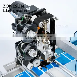 ZONESUN TB-50D Semi Automatic Glass Ampoule Vial Tin Can Plastic Round Bottle Labeling Machine Label Coder Machine thumbnail-2