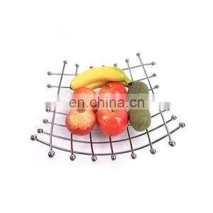 China New Style Storage Kitchen Organizer Wholesale Metal Silver Steel Fruit Basket thumbnail-1