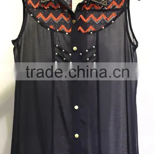 Fishtail 2014 New Style Guipure Lace Black Fashion Chiffon Blouse thumbnail-1