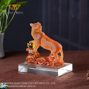 SAINT-VIEW Crystal Liuli Office Gift Livingroom Animal Custom Decoration Tiger Statuary thumbnail-1