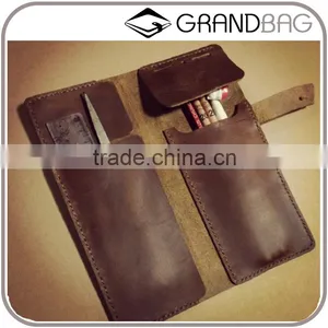 Brown Real Cow Leather Pen Case Handmade Pen Holder Organizer Wholesale thumbnail-1