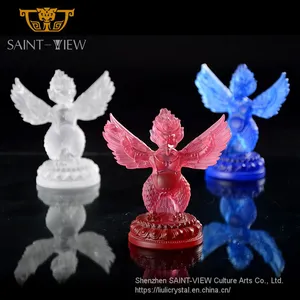 Exquisite Religious Crystal Glass Liuli Garuda Dhwaja Roc Great Bird Statues thumbnail-1