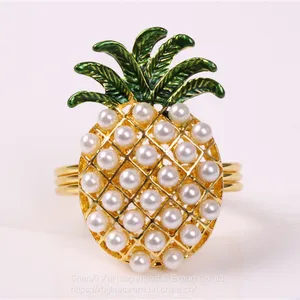 Gold Pineapple Napkin Rings Holder for Wedding Birthday Christmas Holiday Family Gathering Banquet thumbnail-1