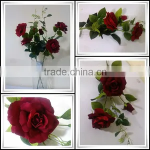 Artificial Three Heads Blossom Rose thumbnail-1