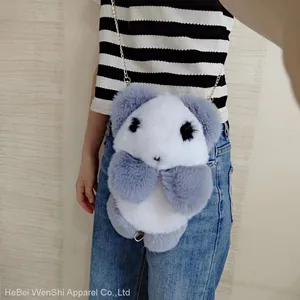 018Wholesale New Arrival Cute Plush Stuffed Panda Backpack Bag Faux Fur Crossbody Bag for Kids thumbnail-1