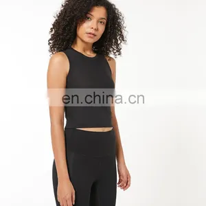 OEM & ODM Supplier Custom Logo Ribbed Fashion Gym Wear Sleeveless Yoga Crop Tank Top thumbnail-4