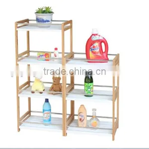 FSC Good Quality 4-tier White Bamboo Bathroom Shelf thumbnail-1