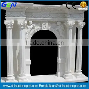 Indoor High Quality White Marble Stone Fireplace thumbnail-1