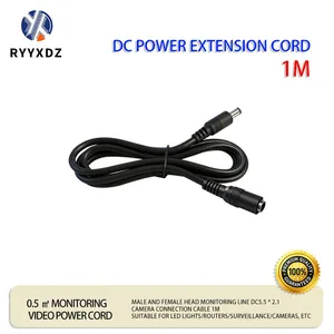 DC Male and Female 12V Router Camera Adapter LED Light Strip Car Equipment Power Extension Cable 1-meter Plug thumbnail-1