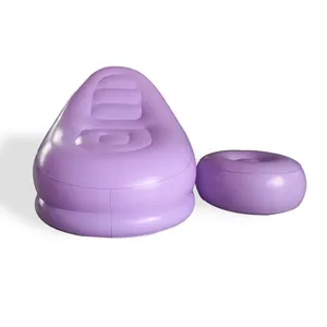 American-style Flocked Inflatable Sofa, Lazy Sofa for Music Festivals and Outdoor Use, With Footrest, Home Leisure Air Recliner for Adults thumbnail-1