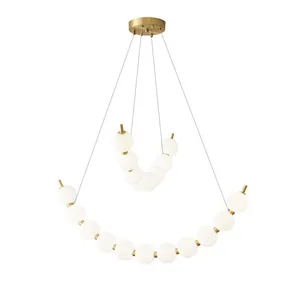 Beaded Curved-Strand LED Pendant - 8/11-Bead or Combo Brass thumbnail-4