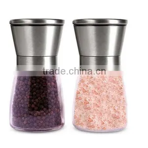 2016 Manual Brushed Stainless Steel Salt and Pepper Grinder Set With Matching Stand Bean Coffee Grinder Salt Grinder Bottle thumbnail-3