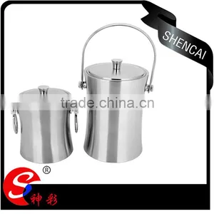 Custom Small Stainless Steel Ice Bucket and Tongs- Double Wall Beer Ice Bucket With Opener Wholesale thumbnail-1