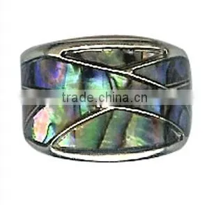 Girls Turquoise Genuine Paua Shell Design Ring With Silver Adjustable Band Gorgeous Abalone Shell Designer Art Deco thumbnail-1