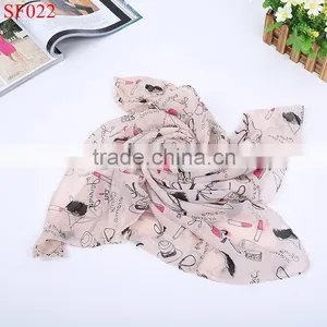 SF019 Fashion Urban Lady Silk Scarves Shiny Color With High-heeled Shoes Lip Lipstick thumbnail-4