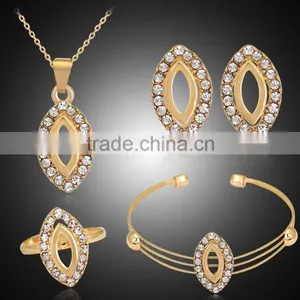 Royal Noble Geometric Oval Hollow Crystal Gems Drop Pendant Decoration Necklace Elegant Jewelry Set For Braid Wedding Accessory thumbnail-2
