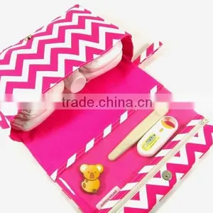 Nappy Bag Organizer Personalized Pink and White Chevron Diaper Bag thumbnail-2