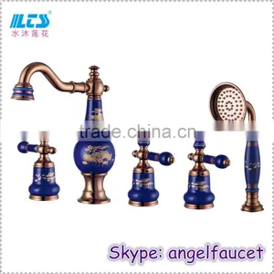 5-way Hole Bath/bathtub Faucet With Hand Shower Deck Mounted thumbnail-1