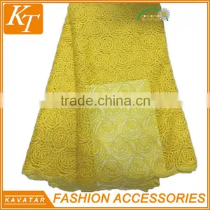 Kavatar Brand New Arrival Yellow Crochet Guipure Lace Fabric thumbnail-1