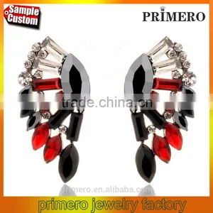 Angel Wings Designs Resin Plant Women Five Colors Glass Stones Stud Earrings thumbnail-1