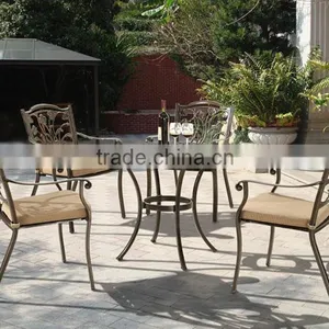 Premium Quality Garden Patio Terrace Deck Cast Aluminum Bronze Living Accents Outdoor Furniture Mosaic Table With Swivel Chairs thumbnail-4