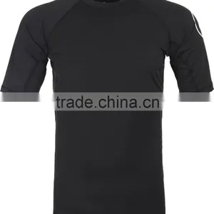 92% Polyester 8% Spandex (Lycra) Crew Neck Short Sleeve Black Compression Shirt / Rash Guard With Sublimated thumbnail-1