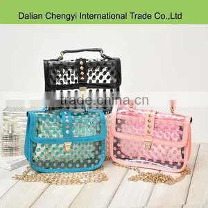 High Fashion Ladies Cheap Dot Clear Pvc Plastic Messenger Bag thumbnail-1