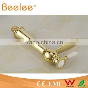 HOT Gold Palted Single Lever Handle Vessel Faucet With Ceramic Lever Handle QL14028HG thumbnail-4