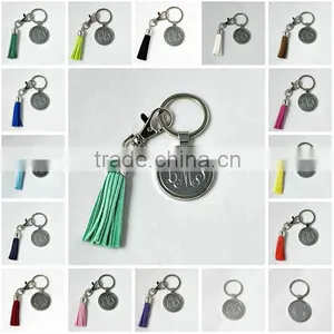 Monogrammed Keychain Personalized Keychain Initial Monogram Tassel KeychainPersonalized Monogrammed Keychain With Tassel thumbnail-1