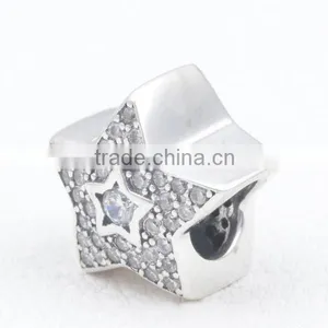 925 Sterling Silver Bead for European Bracelet Zircon Stone Star Charm thumbnail-1