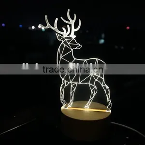New Deer 3D Led Lamp With Solid Wood Base thumbnail-1