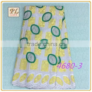 2015 Latest New Design High Quality Embroidered Swiss Cotton Lace Fabric African Lace Fabrics Guipure Lace Fabric for Wedding thumbnail-1