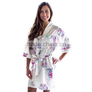Wholesale Bridesmaid Floral Satin Kimono Bath Robes 5 Colors Available thumbnail-2