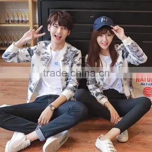 OEM Brand Young Men and Women Jackets Couples Outfits Clothing Print Zipper Cardigan Coat Baseball Outfitting thumbnail-1