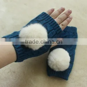 Women Fingerless Comfortable Thick Knit 30%Wool for Fashion Girl Knitted Gloves thumbnail-1