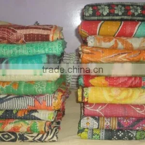 Throw Kantha Quilt Handmade Reversible Quilt Vintage Gudari Ralli Hand Stitched Kanth Recycled Sari Blanket thumbnail-3
