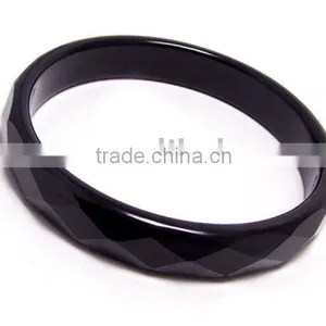 58mm Black Agate Faceted Semi Precious Stone Bangle thumbnail-1