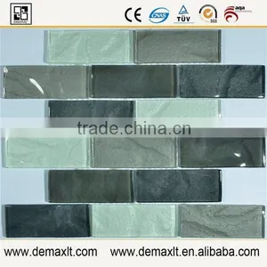 Gray White Black Strip Shape Cube Glass Mosaic Tile for Living Room Hallway Interior Wall Decoration thumbnail-1