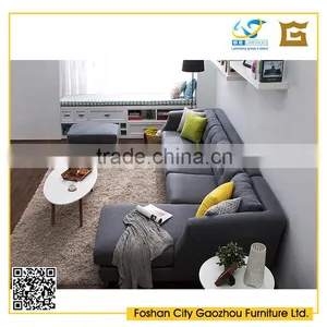 Contemporary Style Nordic Wooden Legs L-shaped Sectional Sofa Leisure Style Durable Fabric Sofa in Living Room thumbnail-3
