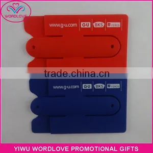 Printing Logo Custom Gift Multifunction Smart Wallet 3M Sticky Silicone Mobile Card Holder With Slap Stand for Advertising thumbnail-3
