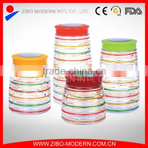 Colorful Glass Food Container Set 4 Custom Cookie Jar Decorative Airtight Glass Jar thumbnail-1