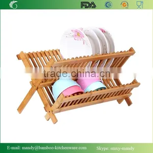 Promotional Bamboo Kitchen Rack Bamboo Dish Dryer for Dishes, Bowls, Plates, Cups thumbnail-2