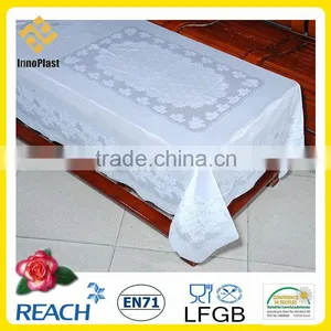 PVC Rectangle White Tablecloths thumbnail-1