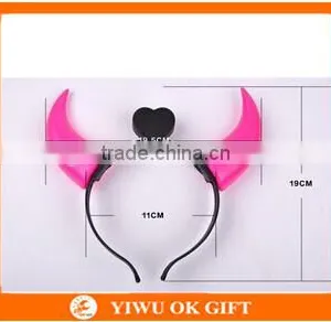 Halloween Devil Horn LED Light Up Headband Party Flashing Ox Horn Headband For Sale thumbnail-3