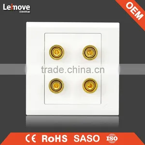 High Quality Frosted Faceplate PC White Two Gang Audio Wall Socket thumbnail-1