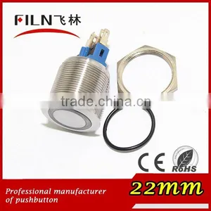 22mm Flat Round Stainless Steel 6v White Blue Red Green 3v 5v 6v Led Light Illuminated Push Button Switch With Pilot Light thumbnail-4