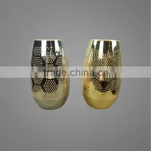 Metal Table Lamp With Antique Brass Or Chrome Finish Hollow Out Metal Table Light thumbnail-1