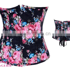 2015 Newest Cheap Print Flower Waist Training Corsets for Women thumbnail-1
