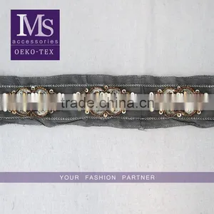 High Quality Embroidery Gold Thread Garments Accessories Decorative Beaded Trim thumbnail-1